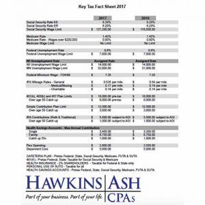 2018 Key Tax Fact Sheet