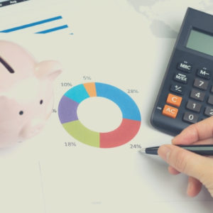 budget piggy bank calculator pen